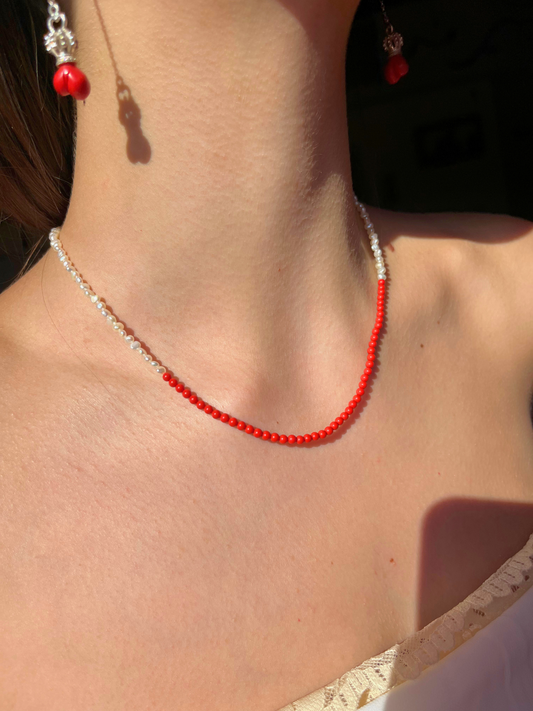 PARURE collana e bracciale in perle con SORRISO