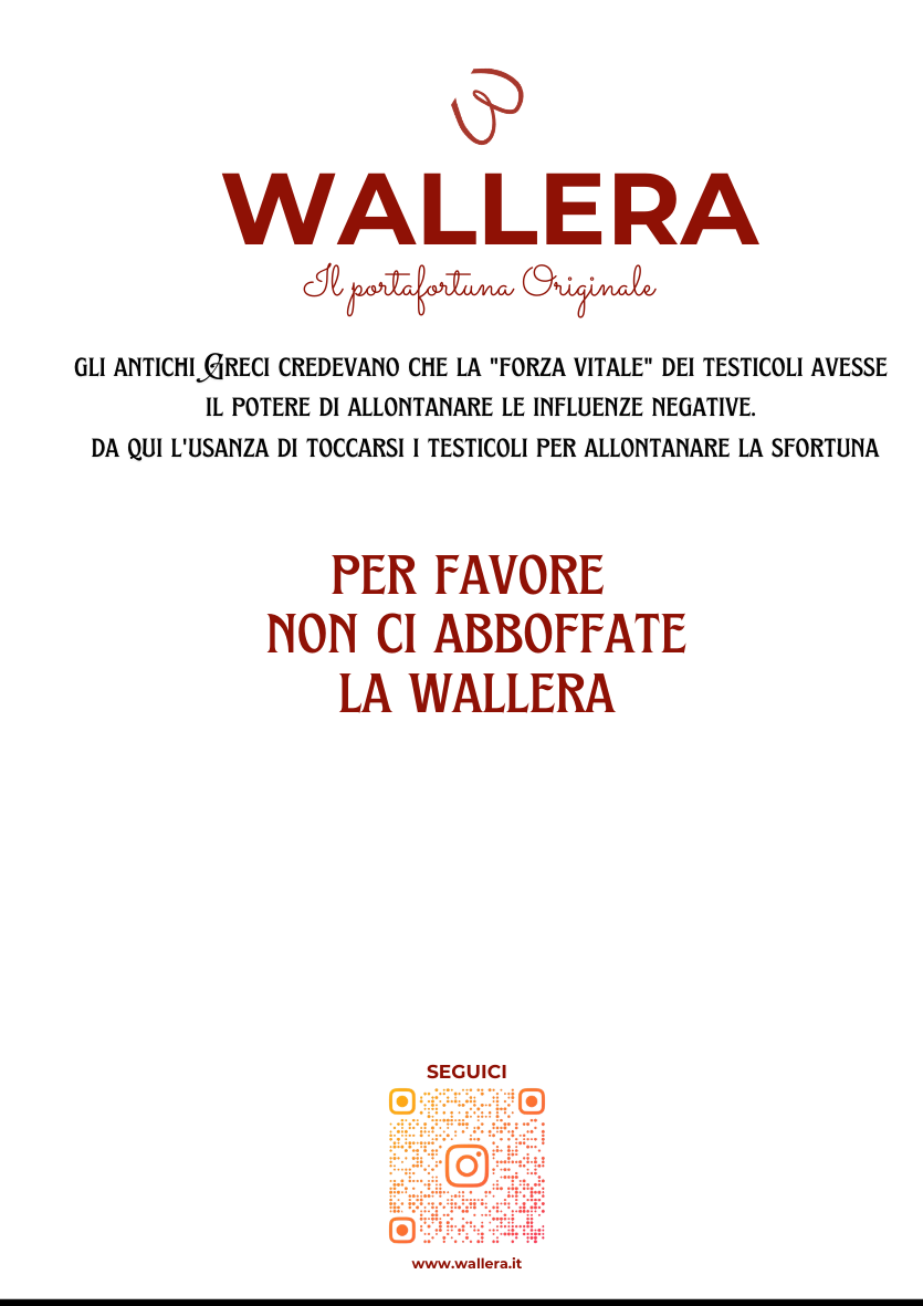 CORNICE PORTAFORTUNA WALLERA "Non ci abboffate la wallera" 15x20 cm