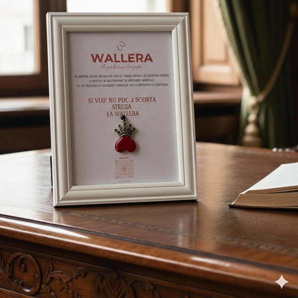 CORNICE PORTAFORTUNA WALLERA "Si vuo' nu poc j sciorta" 15x20 cm