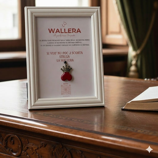 CORNICE PORTAFORTUNA WALLERA "Si vuo' nu poc j sciorta" 15x20 cm